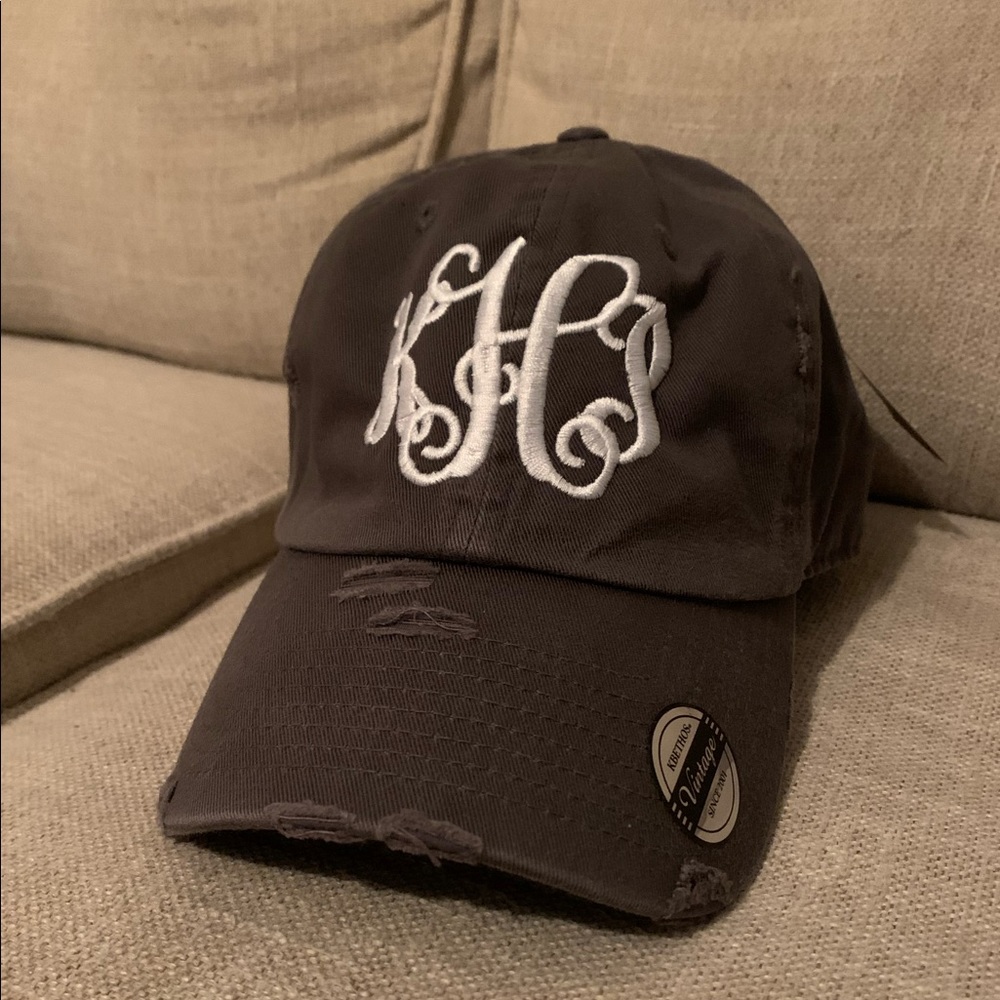 BRAND NEW Distressed Hat - monogrammed “KPH”